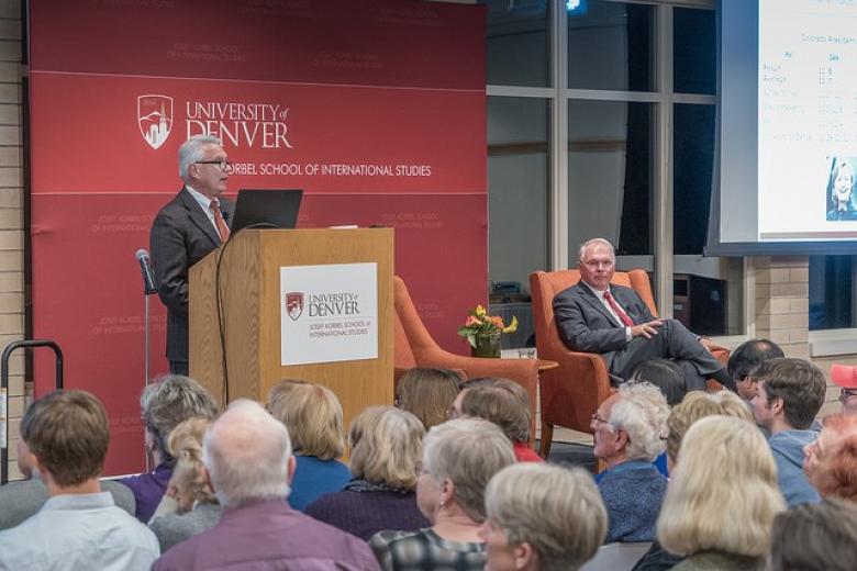 Floyd Ciruli and Chris Hill present a post-election event, Nov. 2016 | University of Denver photo
