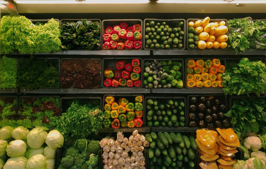 shelves of produce