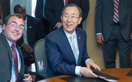 Jonathan Moyer and Ban Ki Moon