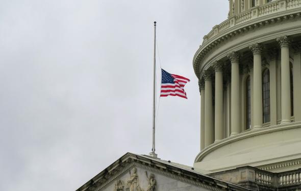 US Capitol building with American flag in front