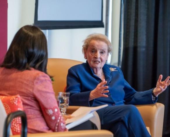 Madeleine Albright speaking at Korbel